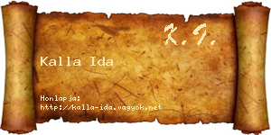 Kalla Ida névjegykártya